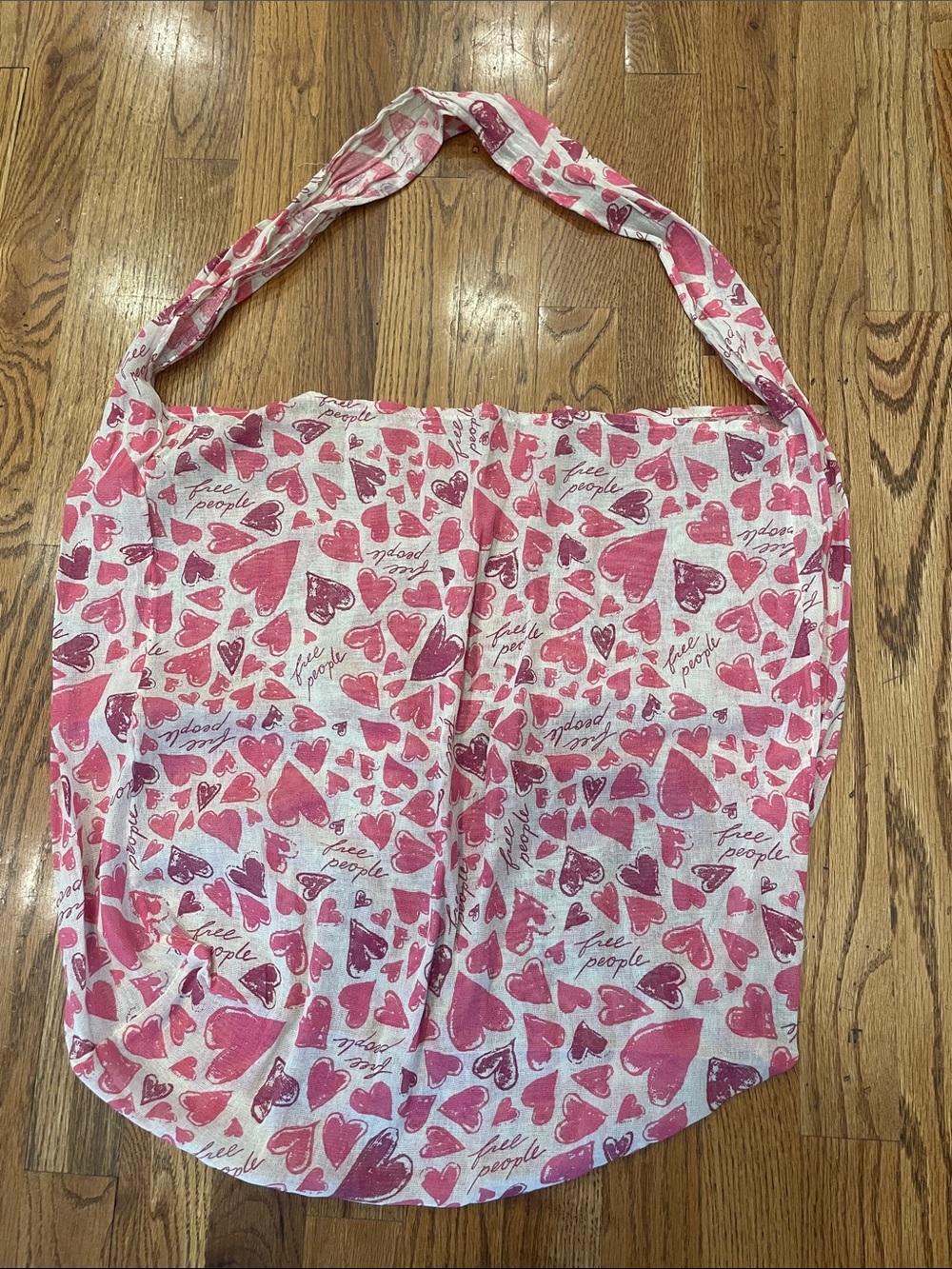 Free People Pink and White Heart-Print Tote Shopping Bag